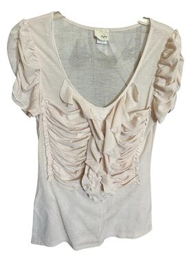 Daytrip Pale Blush Ruffle Scoop Neck Top- Size M